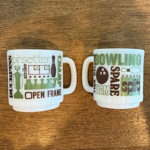Bowling - Vintage Glassbake Mugs - Milkglass